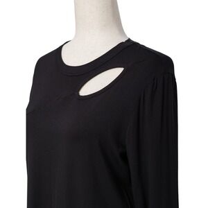 Women's Black Tunic Size L Round Neck Keyhole Top 3/4 Sleeve NWT Klaveli